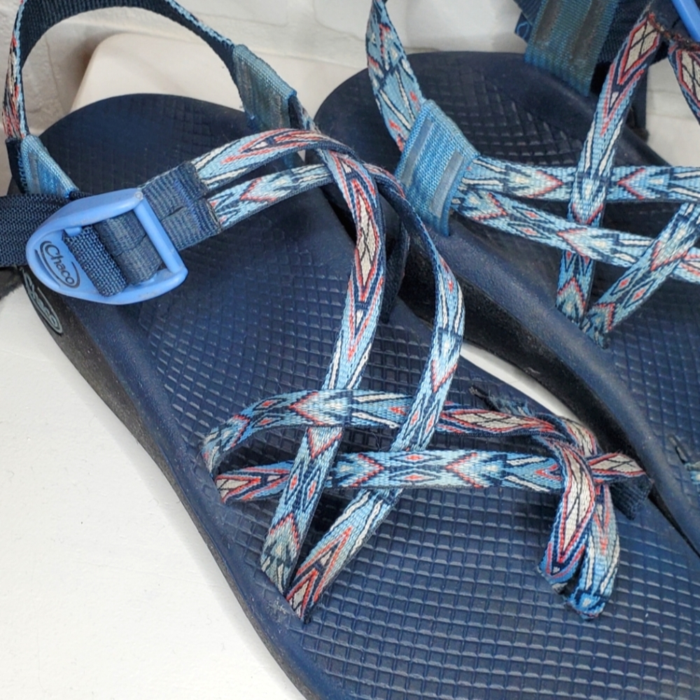 Womens Chacos Sandals sz9 light blue with pink/white
